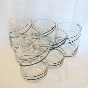 Luigi Bormioli Black Swirl Low Ball Glasses - Set of 6